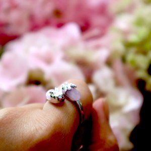 🐰🌸pink adjustable bunny ring 925 silver🆕